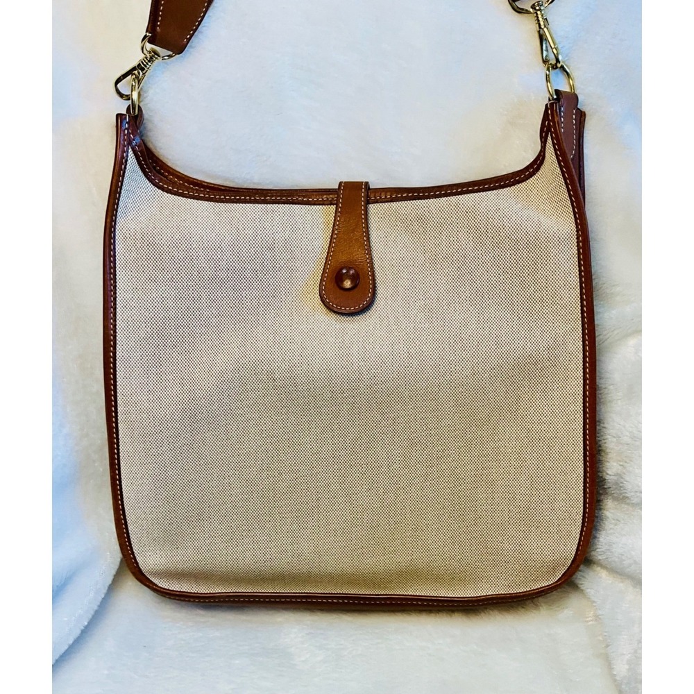 Hermes Evelyne GM Crossbody Bag Canvas Leather Cognac Authentic - Picture 9 of 16
